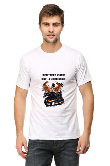 I Don't Need Wings: White Unisex Biker Tee